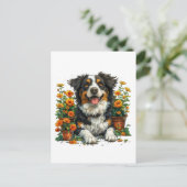 Schattige Border Collie in Flowers Briefkaart (Staand voorkant)