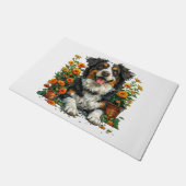 Schattige Border Collie in Flowers Deurmat (Schuin)