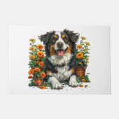 Schattige Border Collie in Flowers Deurmat (Voorkant)