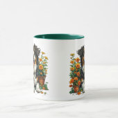 Schattige Border Collie in Flowers Mok (Midden)