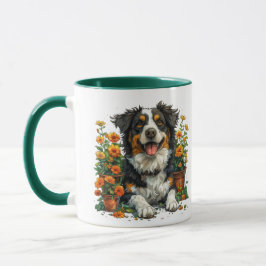 Schattige Border Collie in Flowers Mok
