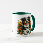 Schattige Border Collie in Flowers Mok (Voorkant rechts)