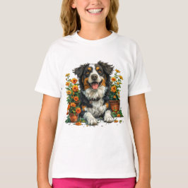 Schattige Border Collie in Flowers T-shirt