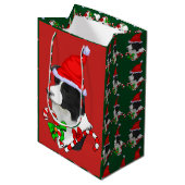 Schattige Border Collie Kerst Vrolijk Medium Cadeauzakje (Voorkant Gekanteld)