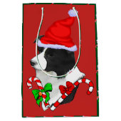 Schattige Border Collie Kerst Vrolijk Medium Cadeauzakje (Voorkant)
