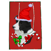 Schattige Border Collie Kerst Vrolijk Medium Cadeauzakje (Achterkant)