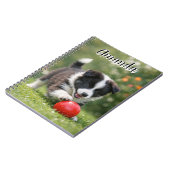 Schattige Border Collie met Rode Bal Notitieboek (Linkerzijde)