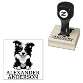 Schattige Border Collie Personaliseer Rubberstempel (Gestempeld)