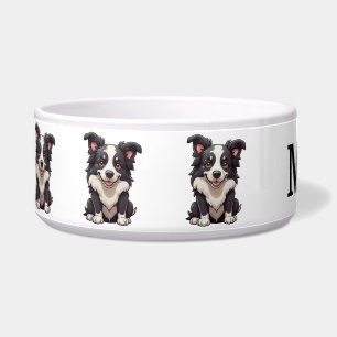 Schattige Border Collie Personaliseer Voerbakje