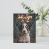 Schattige Border Collie Puppy als Santa's Helper Briefkaart (Staand voorkant)