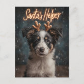 Schattige Border Collie Puppy als Santa's Helper Briefkaart (Voorkant)