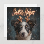 Schattige Border Collie Puppy als Santa's Helper Feestdagenkaart (Voorkant / Achterkant)