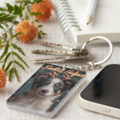 Schattige Border Collie Puppy als Santa's Helper Sleutelhanger (Voorkant Rechts)