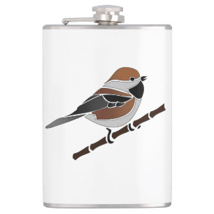 Schattige boreale Cartoon voor vogelpest Heupfles