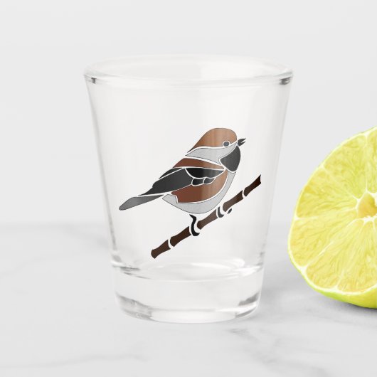 Schattige boreale Cartoon voor vogelpest Shot Glas (Voorkant)