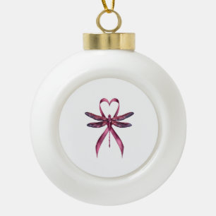 Schattige borstkanker hart libellen bewustzijn vro keramische bal ornament