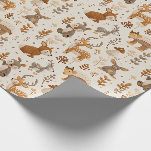Schattige Bos baby Dieren Kerstmis Cadeaupapier (Hoek)
