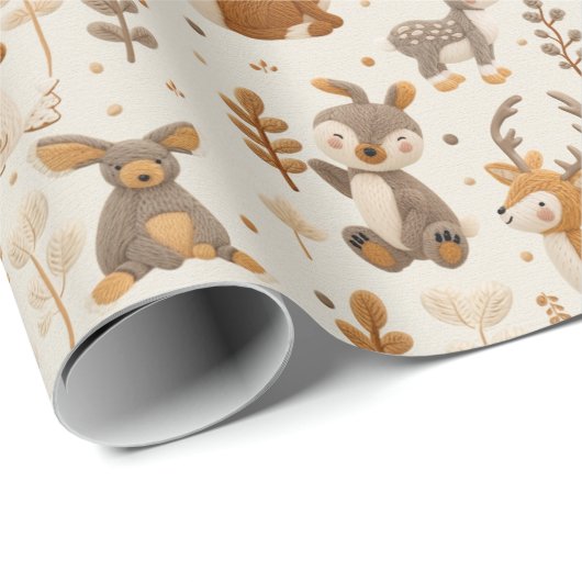 Schattige Bos baby Dieren Kerstmis Cadeaupapier (Rol Hoek)