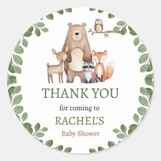 Schattige Bos Bos Baby shower Dankjewel Ronde Sticker