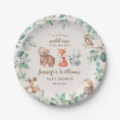 Schattige bos bosland baby boy douche papier borde papieren bordje (Voorkant)