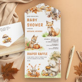 Schattige Bos Dieren Herfst Herfst Baby shower All In One Uitnodiging