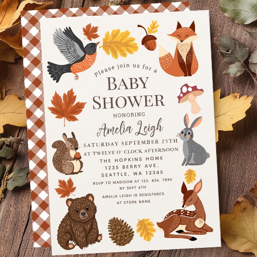 Schattige Bos Dieren Herfst Herfst Baby shower Kaart