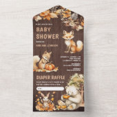 Schattige Bos Dieren Herfst Herfst Hout Baby showe All In One Uitnodiging (Binnen)