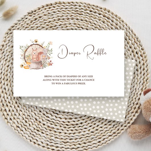 Schattige bos Dierlijke Vrienden Baby shower Informatiekaartje