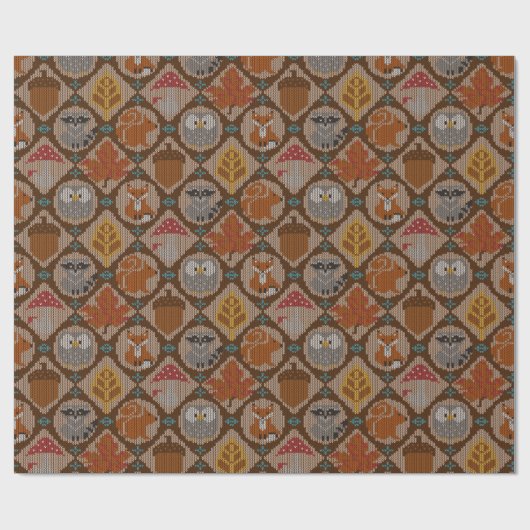 Schattige bos in de herfst cadeaupapier (Vlak)