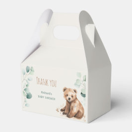Schattige bos laat beer baby shower uitnodigen bedankdoosjes