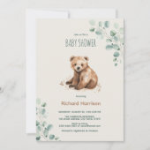 Schattige bos laat beer baby shower uitnodigen kaart (Voorkant)
