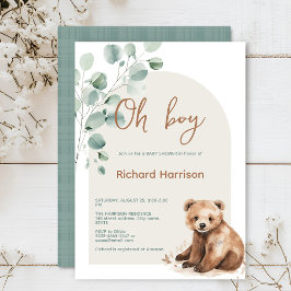 Schattige bos laat beer baby shower uitnodigen kaart