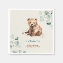 Schattige bos laat beer baby shower uitnodigen servet