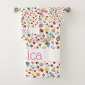 Schattige Bos Uil Floral Baby Meisje Gepersonalise Bad Handdoek (Insitu)