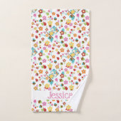 Schattige Bos Uil Floral Baby Meisje Gepersonalise Bad Handdoek (Handdoek)