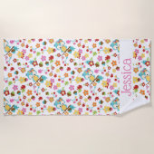 Schattige Bos Uil Kawaii Meisjes Gepersonaliseerde Strandlaken (Voorkant)