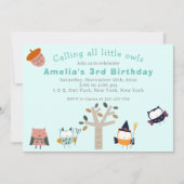 Schattige Bos Uil Kids Verjaardagsfeest Kaart (Voorkant)