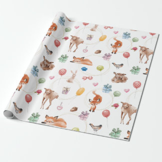 Schattige bos watercolor feest dieren cadeaupapier