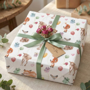 Schattige bos watercolor feest dieren cadeaupapier