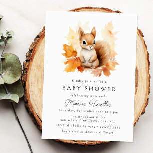 Schattige bosachtige eekhoorn herfst baby shower kaart