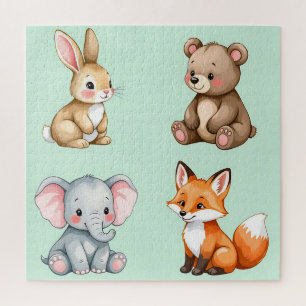 Schattige Bosbaby Dieren Pastel Waterverf Legpuzzel