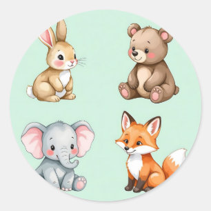 Schattige bosbaby dieren pastel waterverf ronde sticker