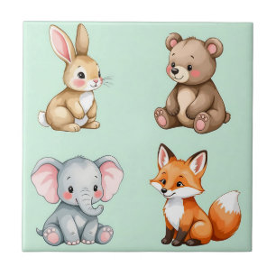 Schattige bosbaby dieren pastel waterverf  tegeltje