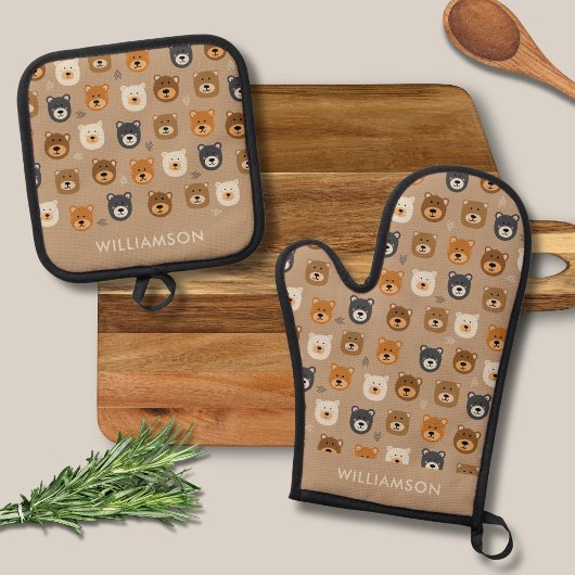 Schattige bosbeer ovenwant & pannenlap set