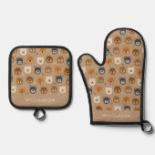 Schattige bosbeer ovenwant & pannenlap set (Voorkant)