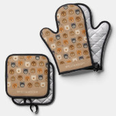 Schattige bosbeer ovenwant & pannenlap set (Voorkant / Achterkant)