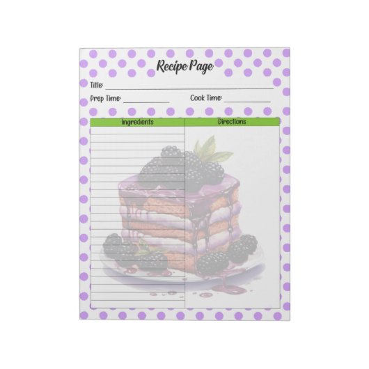 Schattige bosbesrecept notitieblok (Linkerzijde)