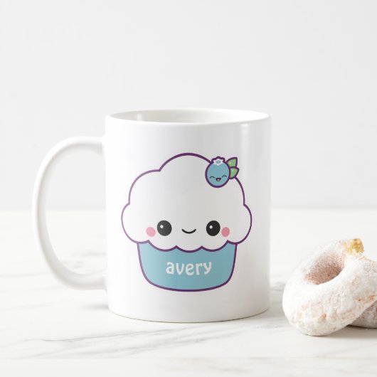Schattige bosbessencupcake koffiemok (Met donut)