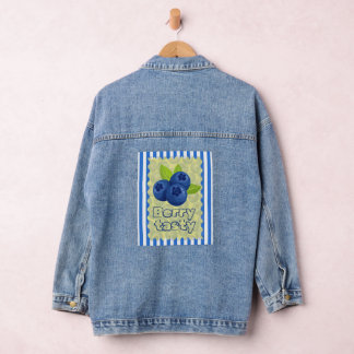 Schattige Bosbessenpun-illustratie Denim Jacket