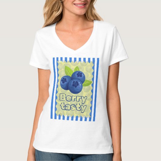 Schattige Bosbessenpun-illustratie T-shirt (Voorkant)